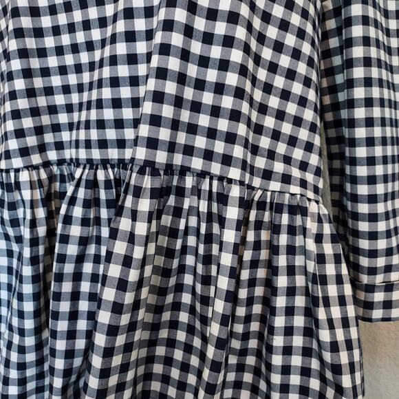 Victoria Beckham Navy White Check Blouse w/Peplum Size L - Picture 7 of 16